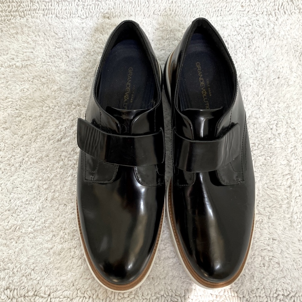New without box. Cole Haan monk strap smooth leather shoes with Velcro strap.